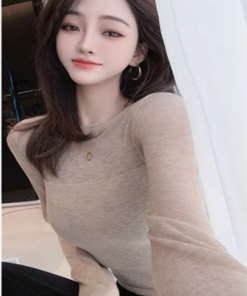 Slim-Fit Sheer Mesh Long Sleeve T-Shirt for Women - Stylish Base Layer Top for Spring and Autumn 2025