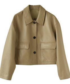 Slim-Fitting Short Lambskin Jacket - Stylish Loose Genuine Leather Top for a Chic Look, Perfect for Everyday Wear