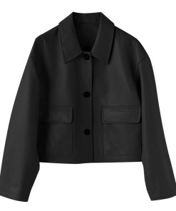 Slim-Fitting Short Lambskin Jacket - Stylish Loose Genuine Leather Top for a Chic Look, Perfect for Everyday Wear