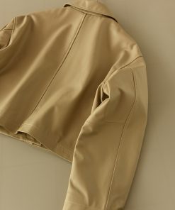 Slim-Fitting Short Lambskin Jacket - Stylish Loose Genuine Leather Top for a Chic Look, Perfect for Everyday Wear