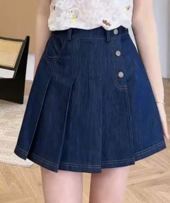 Slimming Denim Skirt Pants for Women - 2025 Summer Style, High-Waisted, Trendy Casual Wear, Perfect for 90s and Y2K Fashion