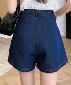 Slimming Denim Skirt Pants for Women - 2025 Summer Style, High-Waisted, Trendy Casual Wear, Perfect for 90s and Y2K Fashion