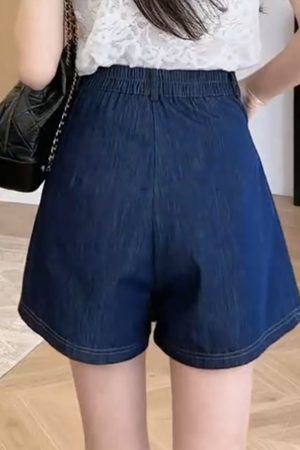 Slimming Denim Skirt Pants for Women - 2025 Summer Style, High-Waisted, Trendy Casual Wear, Perfect for 90s and Y2K Fashion