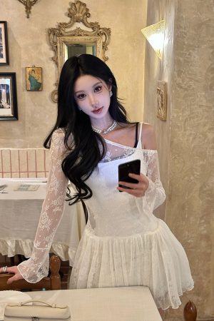 Slimming Design Lace Dress - Summer Gardenia Spaghetti Strap Casual Dress for Sports and Everyday Wear