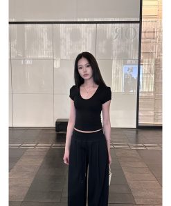 Slimming High-Stretch U-Neck Fitted Basic Top - Comfortable Versatile Style for Everyday Wear