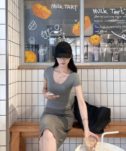 Slimming High-Stretch U-Neck Fitted Basic Top - Comfortable Versatile Style for Everyday Wear