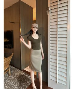 Slimming High-Stretch U-Neck Fitted Basic Top - Comfortable Versatile Style for Everyday Wear