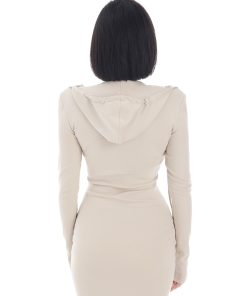 Slimming Long Hoodie Dress for Women, Elegant Layered Skirt, Spring/Summer Fashion, Casual Chic Style