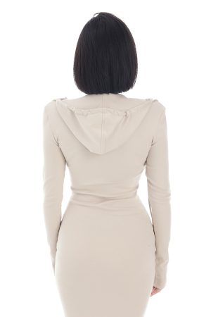 Slimming Long Hoodie Dress for Women, Elegant Layered Skirt, Spring/Summer Fashion, Casual Chic Style