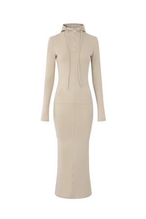 Slimming Long Hoodie Dress for Women, Elegant Layered Skirt, Spring/Summer Fashion, Casual Chic Style