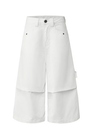 Slimming Wide-Leg Cropped Pants - Casual Three-Dimensional Pleated Umbrella Cargo Style for Effortless American Fashion