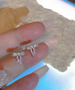 Small Bow Zircon Stud Earrings for Women - 2025 Light Luxury Versatile High-End Fashion Jewelry