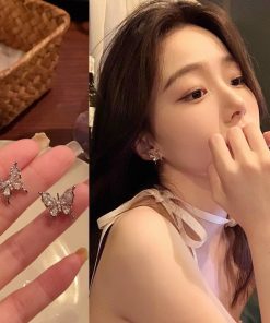 Small Butterfly Pearl Clip-On Earrings - Light Luxury Niche Studs, High-End Ear Accessories for Women, No Piercing Required