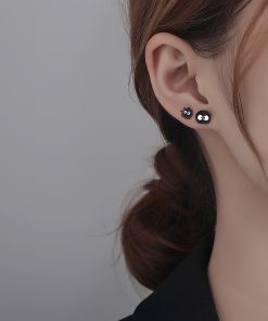 Small Coal Ball Earrings - Trendy Personalized Niche Design for Women, Comfortable for Sleeping, Perfect Summer Accessory