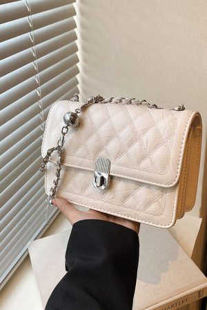 Small Quilted Chain Bag for Women, 2025 New Model, Stylish Embroidered Square Shoulder & Crossbody Bag, Trendy Fashion Accessory