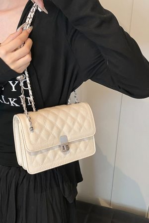 Small Quilted Chain Bag for Women, 2025 New Model, Stylish Embroidered Square Shoulder & Crossbody Bag, Trendy Fashion Accessory