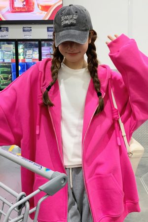 Small Size Stylish Dragon Fruit Color Hoodie Jacket - American Lazy Chic Trendy Outerwear for 2025