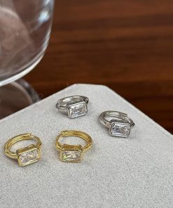 Small Square Sugar Zircon Circle Earrings - 2025 New Light Luxury Versatile Ear Clips for Women, High-End Niche Style