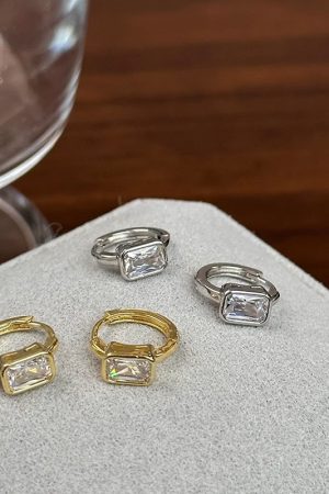 Small Square Sugar Zircon Circle Earrings - 2025 New Light Luxury Versatile Ear Clips for Women, High-End Niche Style