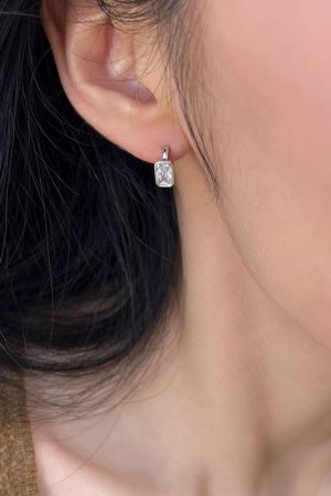 Small Square Sugar Zircon Circle Earrings - 2025 New Light Luxury Versatile Ear Clips for Women, High-End Niche Style