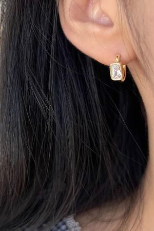 Small Square Sugar Zircon Circle Earrings - 2025 New Light Luxury Versatile Ear Clips for Women, High-End Niche Style