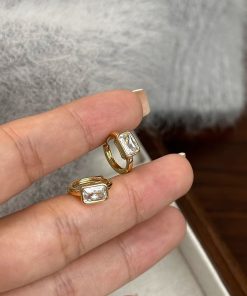 Small Square Sugar Zircon Circle Earrings - 2025 New Light Luxury Versatile Ear Clips for Women, High-End Niche Style