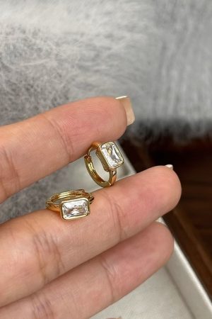 Small Square Sugar Zircon Circle Earrings - 2025 New Light Luxury Versatile Ear Clips for Women, High-End Niche Style
