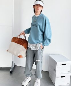 Smog Blue Bluetooth Hoodie with Embroidered Roaring Beast Logo - Trendy Streetwear for Fashion Enthusiasts