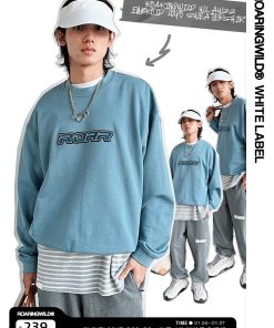 Smog Blue Bluetooth Hoodie with Embroidered Roaring Beast Logo - Trendy Streetwear for Fashion Enthusiasts