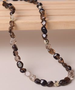 Smoky Leopard Print Stone Bead Sweater Necklace - Unisex High-End Light Luxury Neck Chain for Unique Style