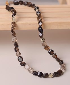 Smoky Leopard Print Stone Bead Sweater Necklace - Unisex High-End Light Luxury Neck Chain for Unique Style
