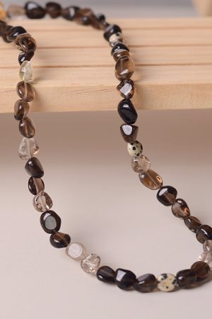 Smoky Leopard Print Stone Bead Sweater Necklace - Unisex High-End Light Luxury Neck Chain for Unique Style