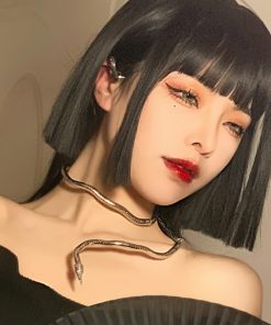 Snake-Shaped Bracelet Necklace for Women - Dark Style Neck Accessory, Gold Collar for Spicy Girls, Halloween Decor