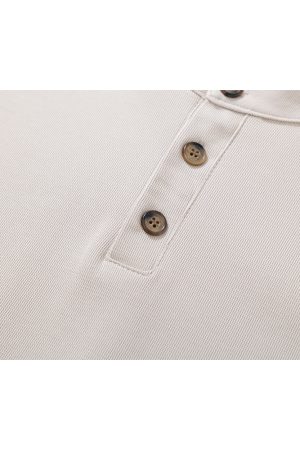 Soft American Style Henry Collar T-shirt - Comfortable Short Sleeve Top for Versatile Everyday Wear