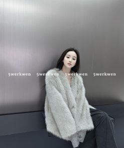 Soft and Delicate Loose Fluffy Coat for Women - Autumn Winter Casual V-Neck Eco-Friendly Fur Fashion