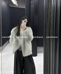 Soft and Delicate Loose Fluffy Coat for Women - Autumn Winter Casual V-Neck Eco-Friendly Fur Fashion