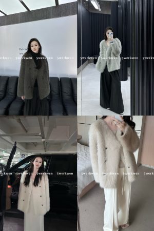 Soft and Delicate Loose Fluffy Coat for Women - Autumn Winter Casual V-Neck Eco-Friendly Fur Fashion