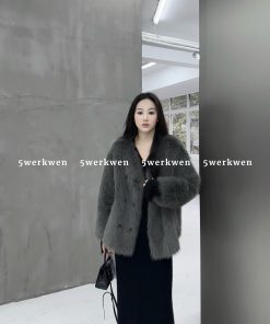 Soft and Delicate Loose Fluffy Coat for Women - Autumn Winter Casual V-Neck Eco-Friendly Fur Fashion