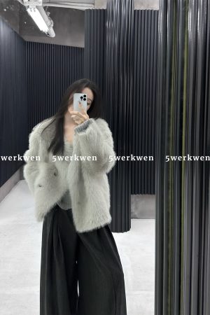 Soft and Delicate Loose Fluffy Coat for Women - Autumn Winter Casual V-Neck Eco-Friendly Fur Fashion