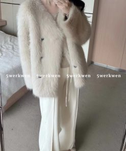 Soft and Delicate Loose Fluffy Coat for Women - Autumn Winter Casual V-Neck Eco-Friendly Fur Fashion