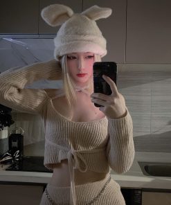 Soft Cute Bunny Ear Knitted Wool Hat - Warm Influencer-Style Accessory for Cozy Photo Atmosphere, Age-Reducing Comfort