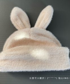 Soft Cute Bunny Ear Knitted Wool Hat - Warm Influencer-Style Accessory for Cozy Photo Atmosphere, Age-Reducing Comfort