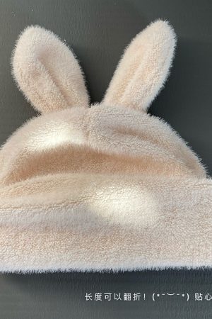 Soft Cute Bunny Ear Knitted Wool Hat - Warm Influencer-Style Accessory for Cozy Photo Atmosphere, Age-Reducing Comfort
