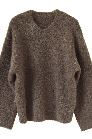 Soft & Fluffy Milk Fufu Lazy Pullover Sweater with Heart-Shaped Collar - Casual Loose Thick Knitted Top for Cozy Days