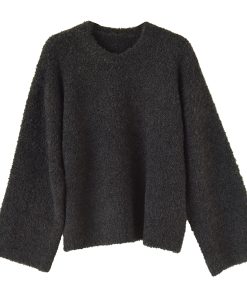 Soft & Fluffy Milk Fufu Lazy Pullover Sweater with Heart-Shaped Collar - Casual Loose Thick Knitted Top for Cozy Days