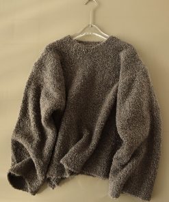 Soft & Fluffy Milk Fufu Lazy Pullover Sweater with Heart-Shaped Collar - Casual Loose Thick Knitted Top for Cozy Days