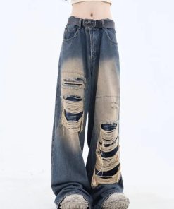 Soft Girl Casual Outfits, Winter Outfits Formal Classy - Grunge Dark Wash Distressed Jeans