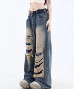 Soft Girl Casual Outfits, Winter Outfits Formal Classy - Grunge Dark Wash Distressed Jeans