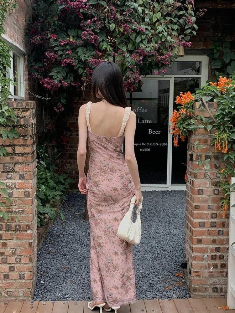 Soft Goth Fashion Aesthetic, Womens Aesthetic Outfits - Pink Maxi Dress Soft Goth Fashion Aesthetic, Womens Aesthetic Outfits - Pink Maxi Dress