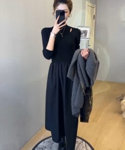 Soft Long Cardigan Sweater Set for Women - Slim Fit Dress and Knitted Cardigan Two-Piece Set, Perfect for Casual and Stylish Looks